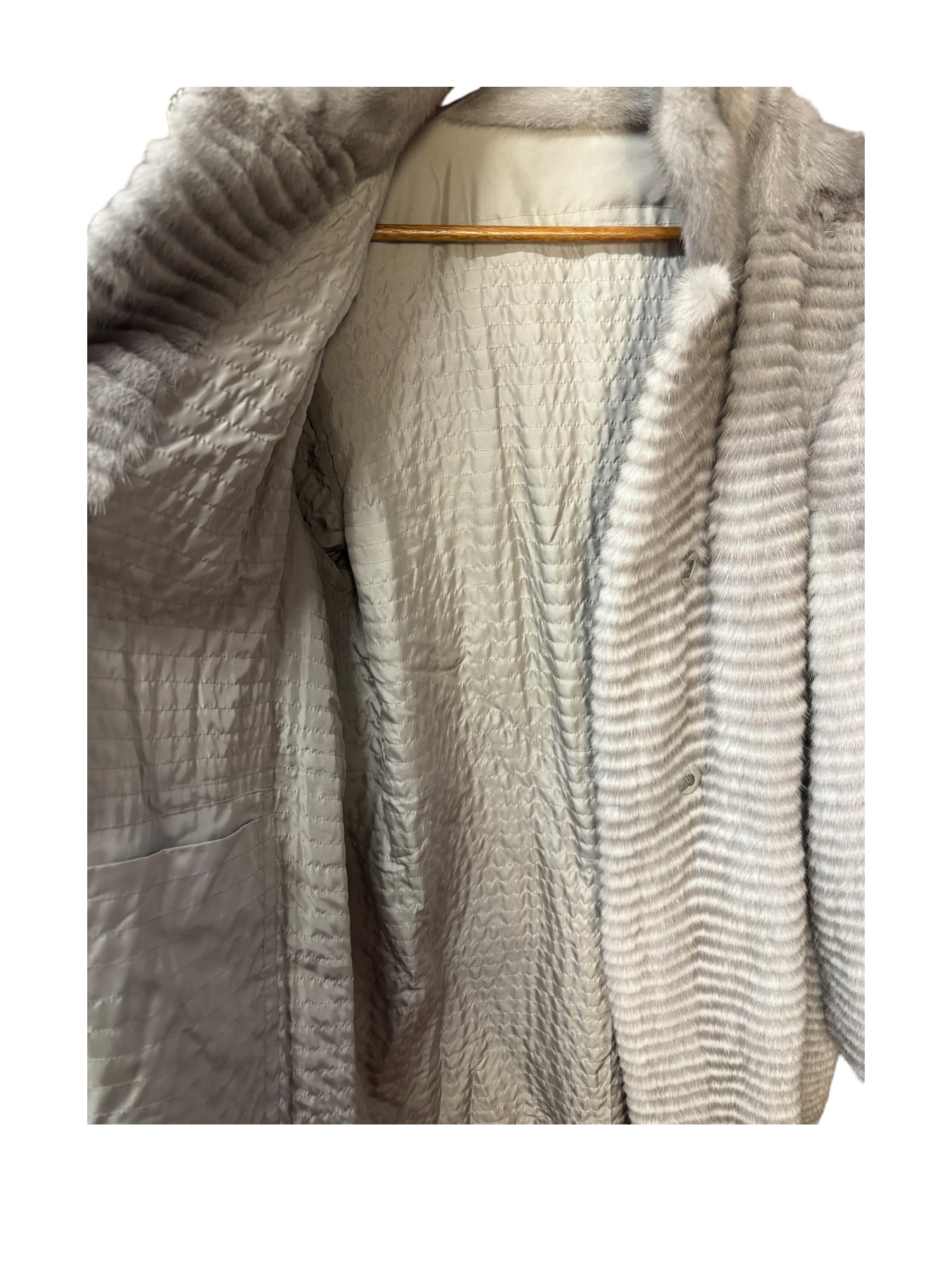 Vintage Grey Mink Fur Long Coat