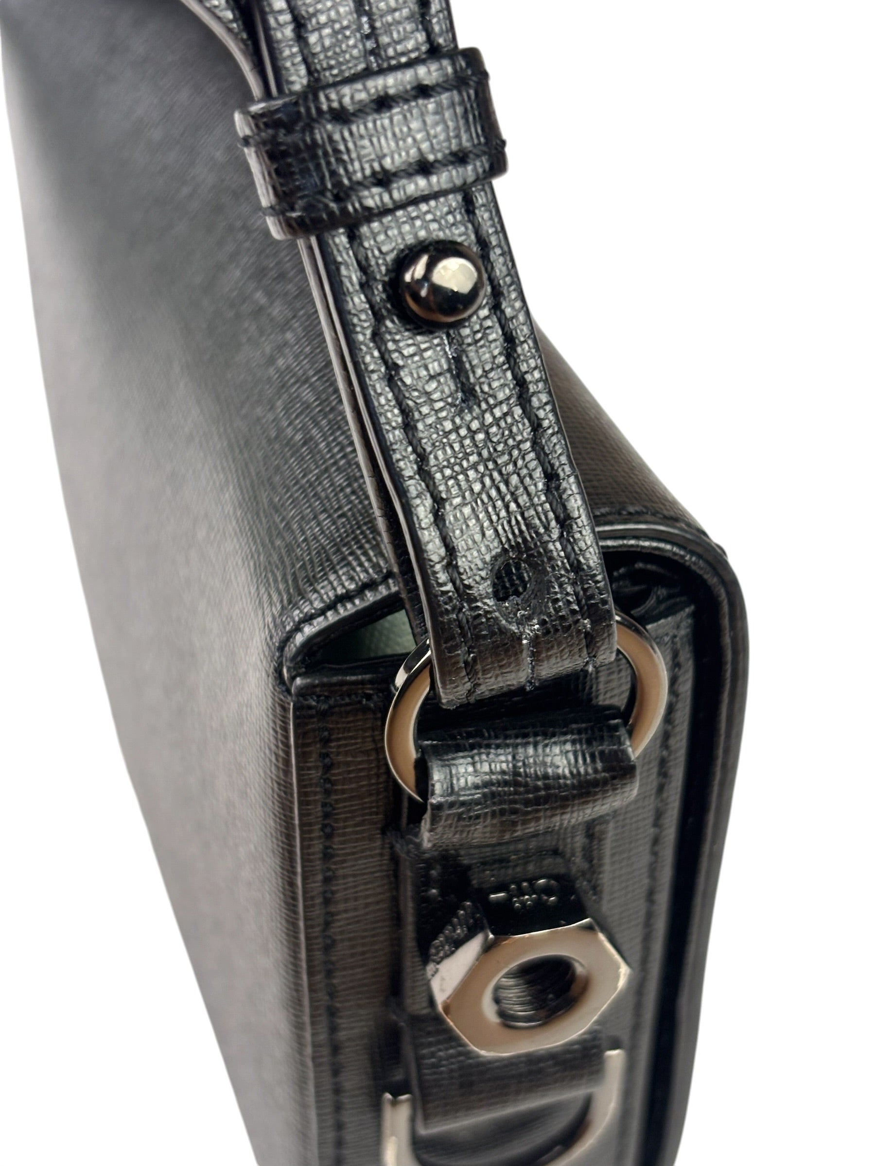 Off-White Black/White Leather Binder Clip Crossbody Bag