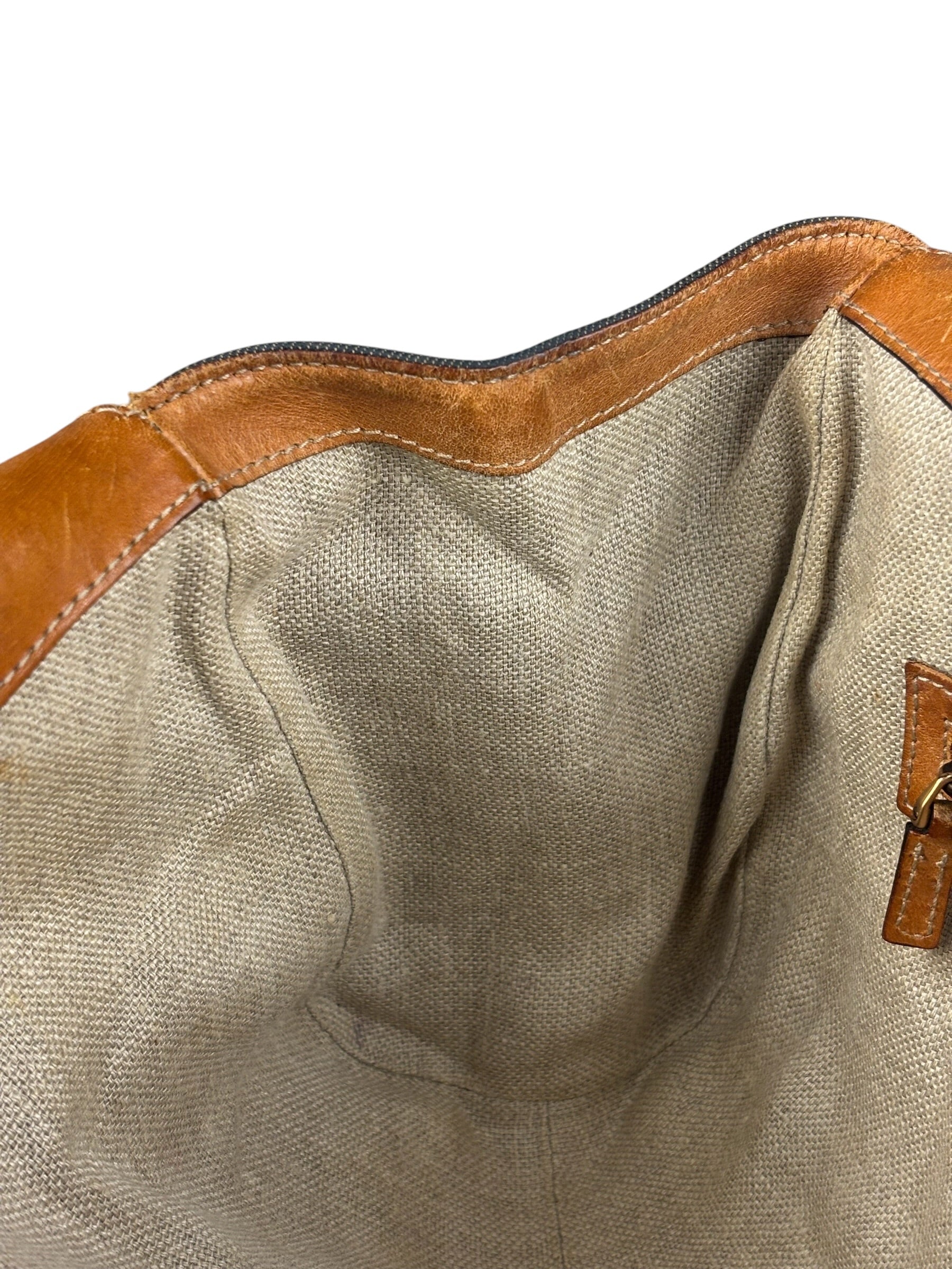 Gucci Vintage Denim Leather Trim Jackie Shoulder Bag