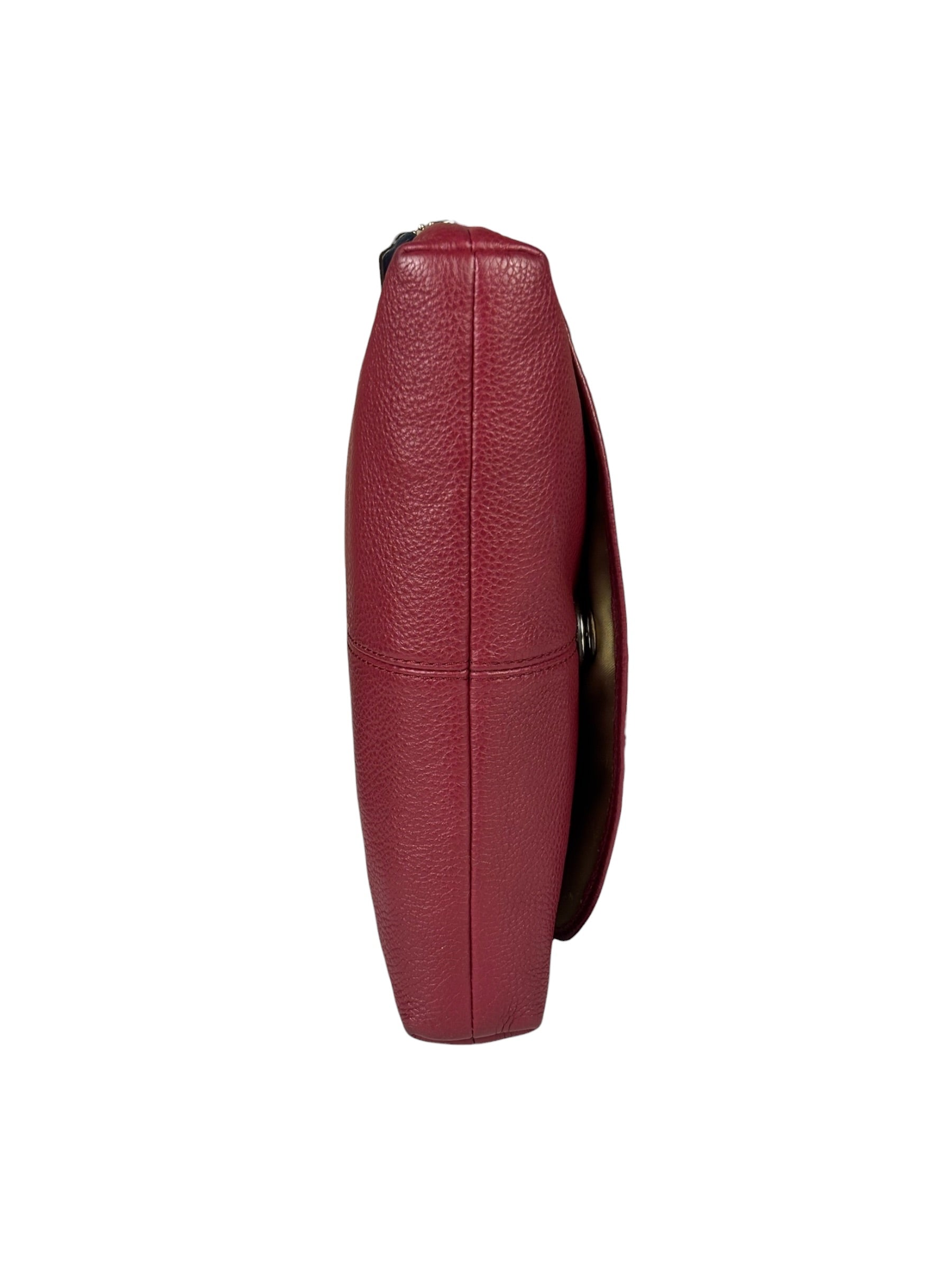 Coach Burgundy Pebbled Leather Flap Pochette