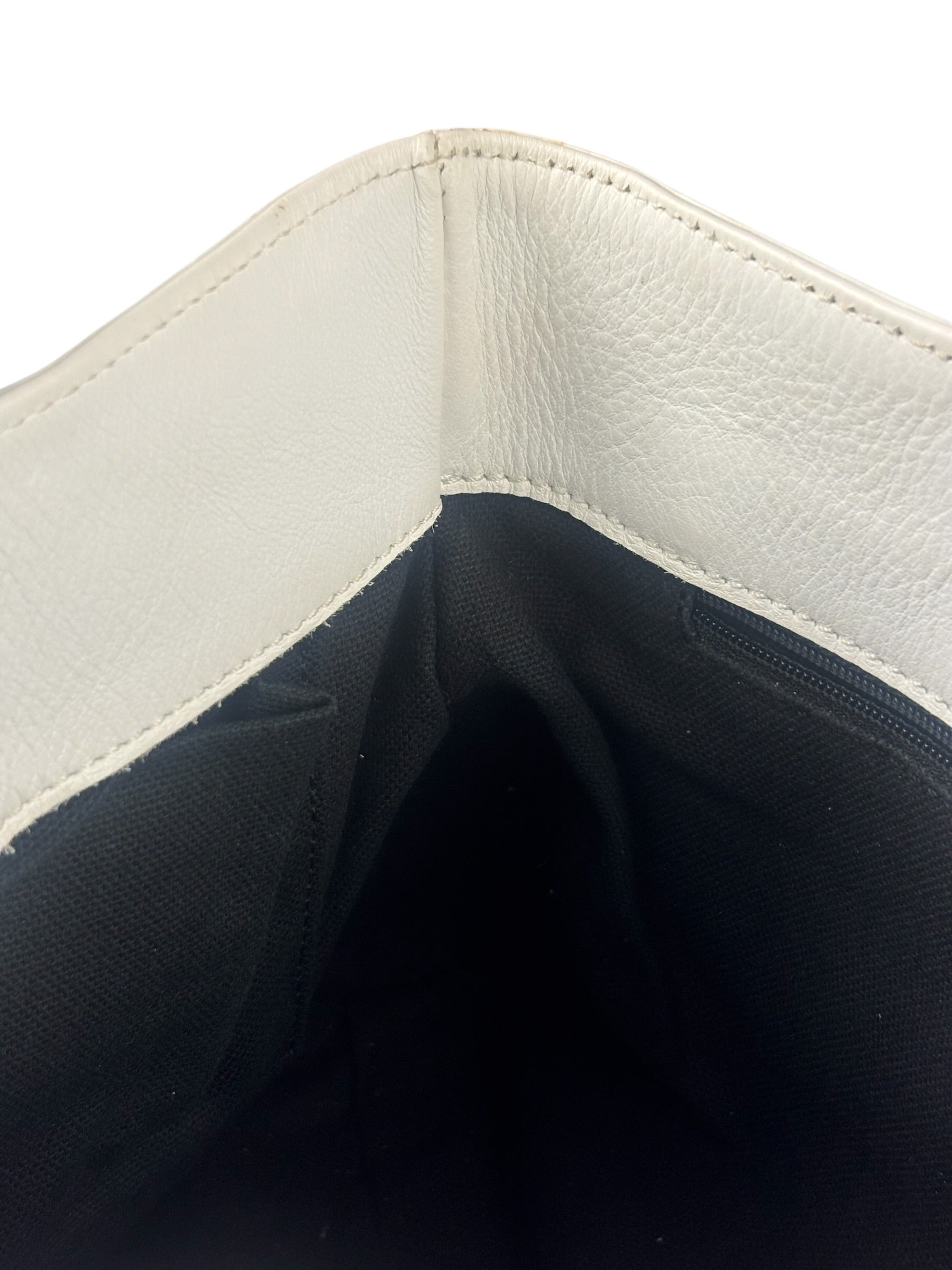 Burberry White Leather Bamboo Cinch Tote