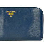 Prada Long Zip Leather Wallet Blue
