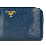 Prada Long Zip Leather Wallet Blue