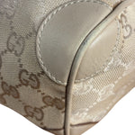 Gucci GG Beige Leather Trim Guccissima Small Boston Bag