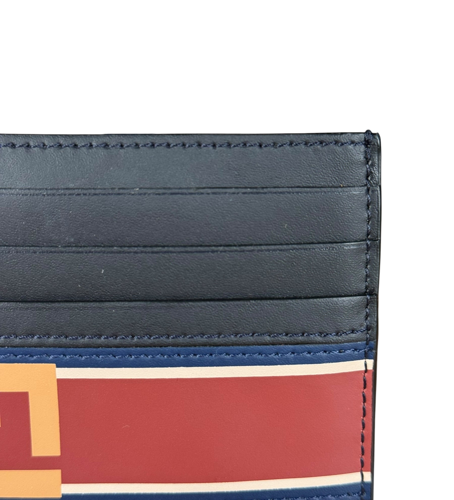 Fendi FF Striped Leather Cardholder