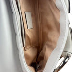 Gucci White Leather Horsebit Shoulder Bag