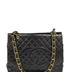 Chanel Black Quilted Lambskin CC Timeless Shopping Tote Late 90s