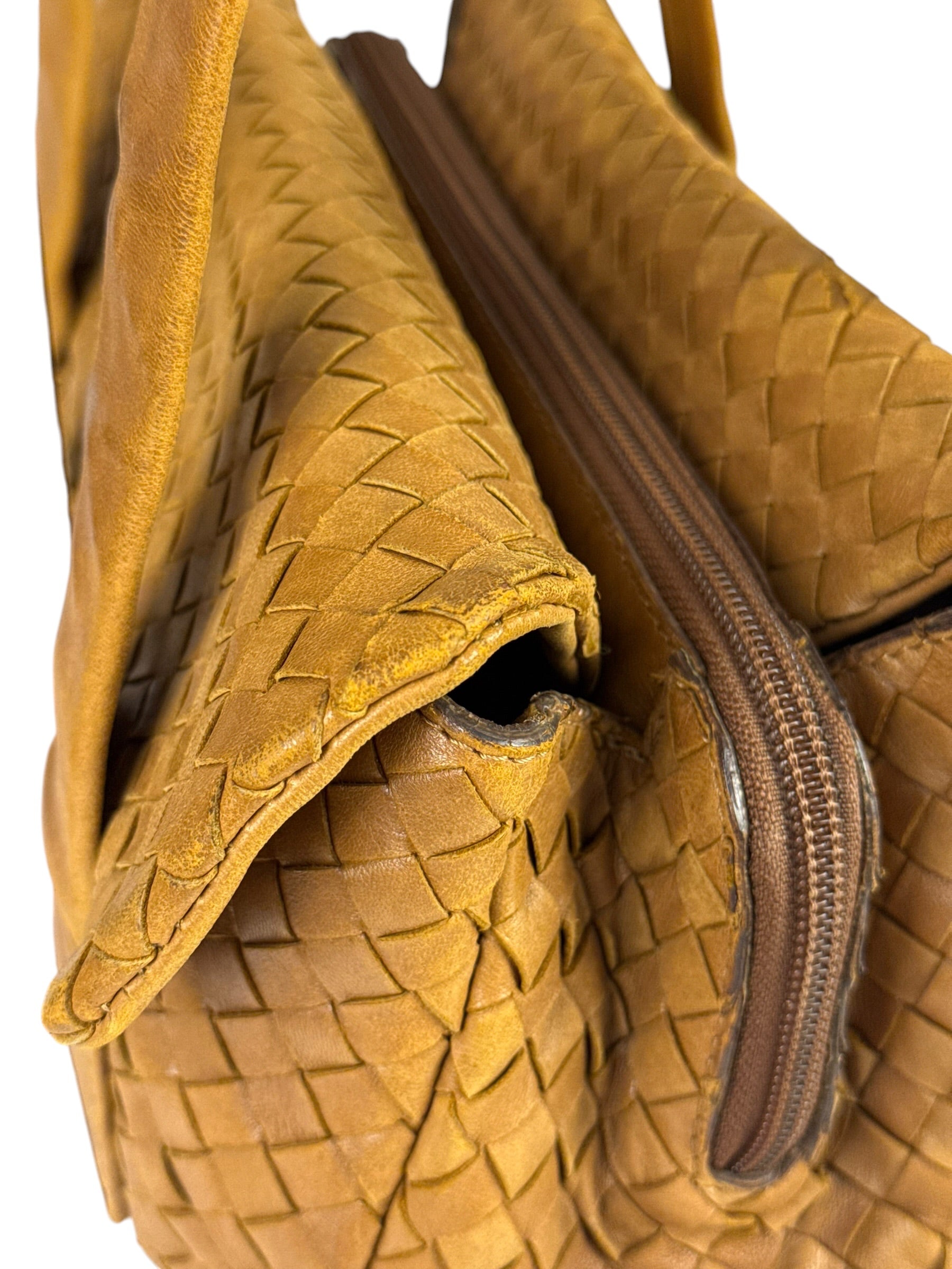 Bottega Veneta Tan Brown Intrecciato Shoulder Bag
