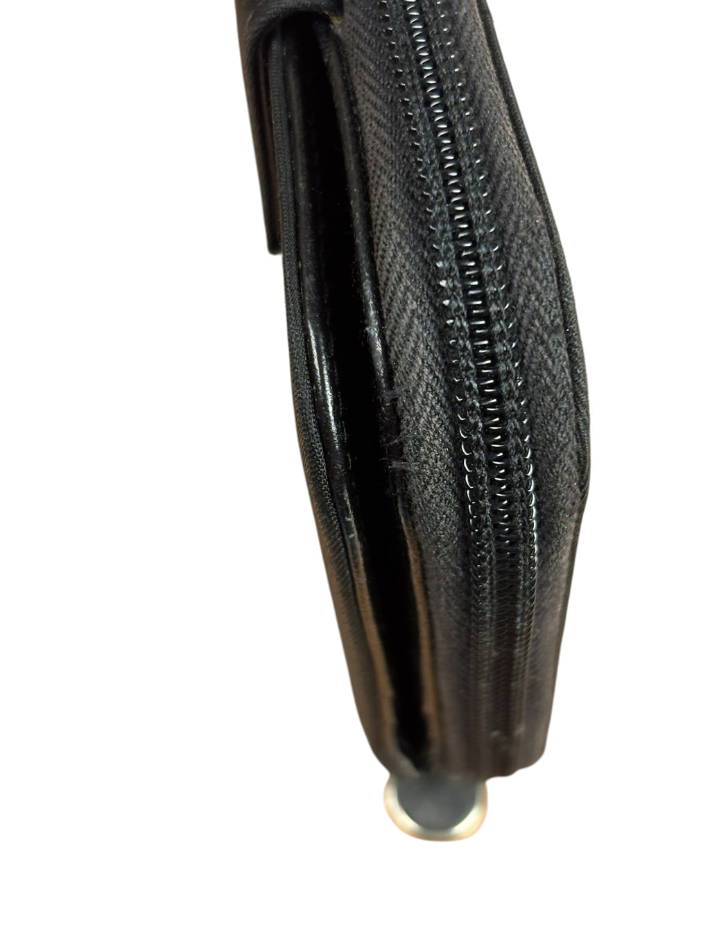 Prada Black Nylon Saffiano Leather Zip Bifold Wallet