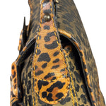Fendi Brown Leather Trim Leopard Print Buckle Bag