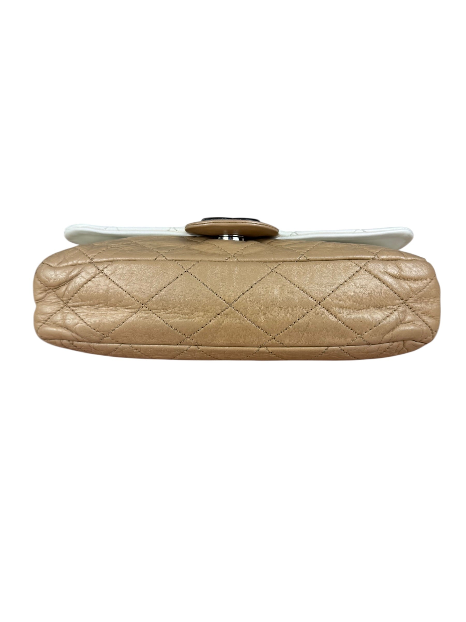 Chanel Bicolor Medium Leather Flap Bag Beige '08