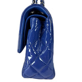 Chanel Shiny Blue Quilted Patent Leather Trim Double Flap Bag 2012