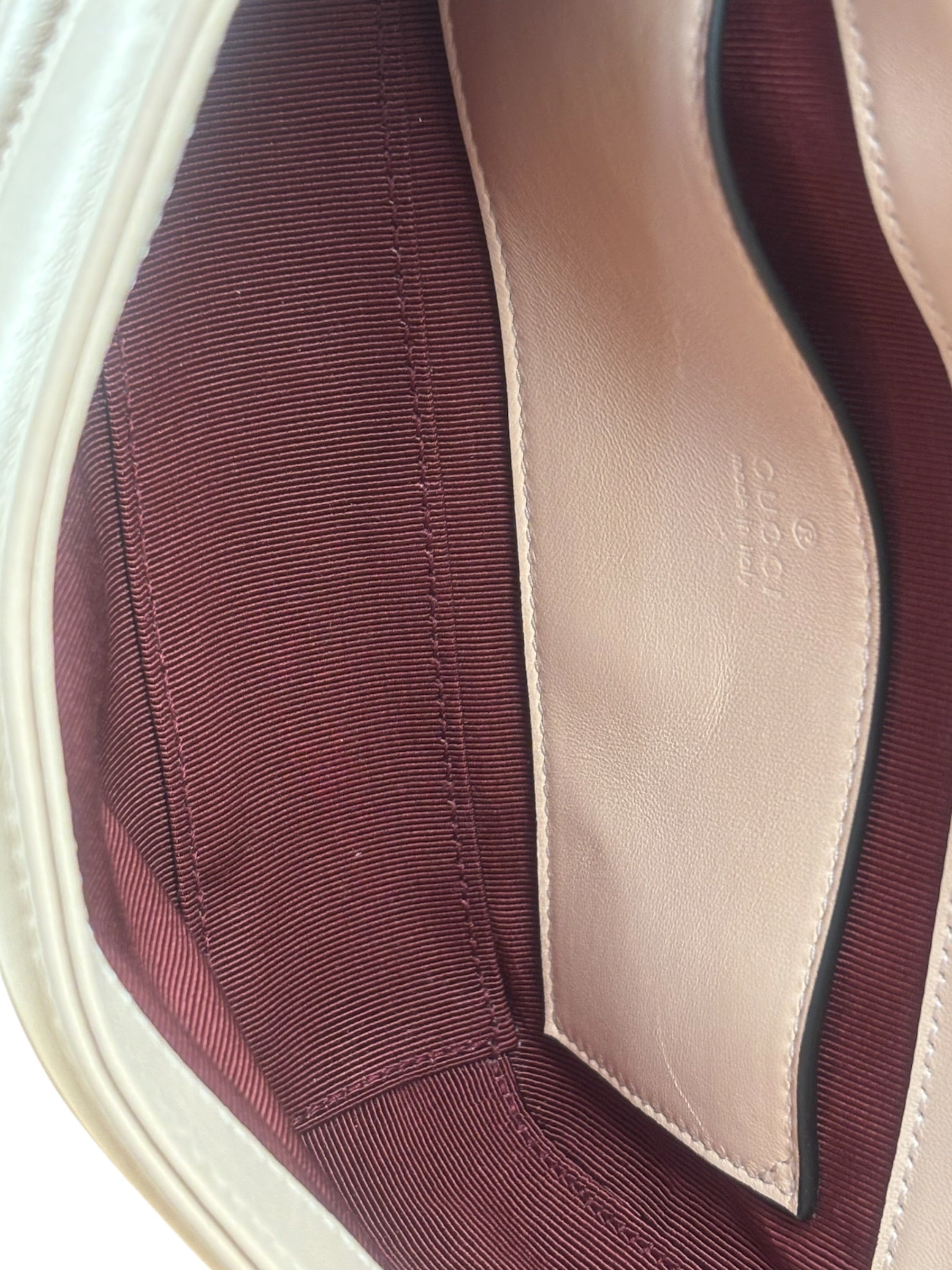 Gucci Pink Beige Leather Marmont Matelasse Small Shoulder Bag