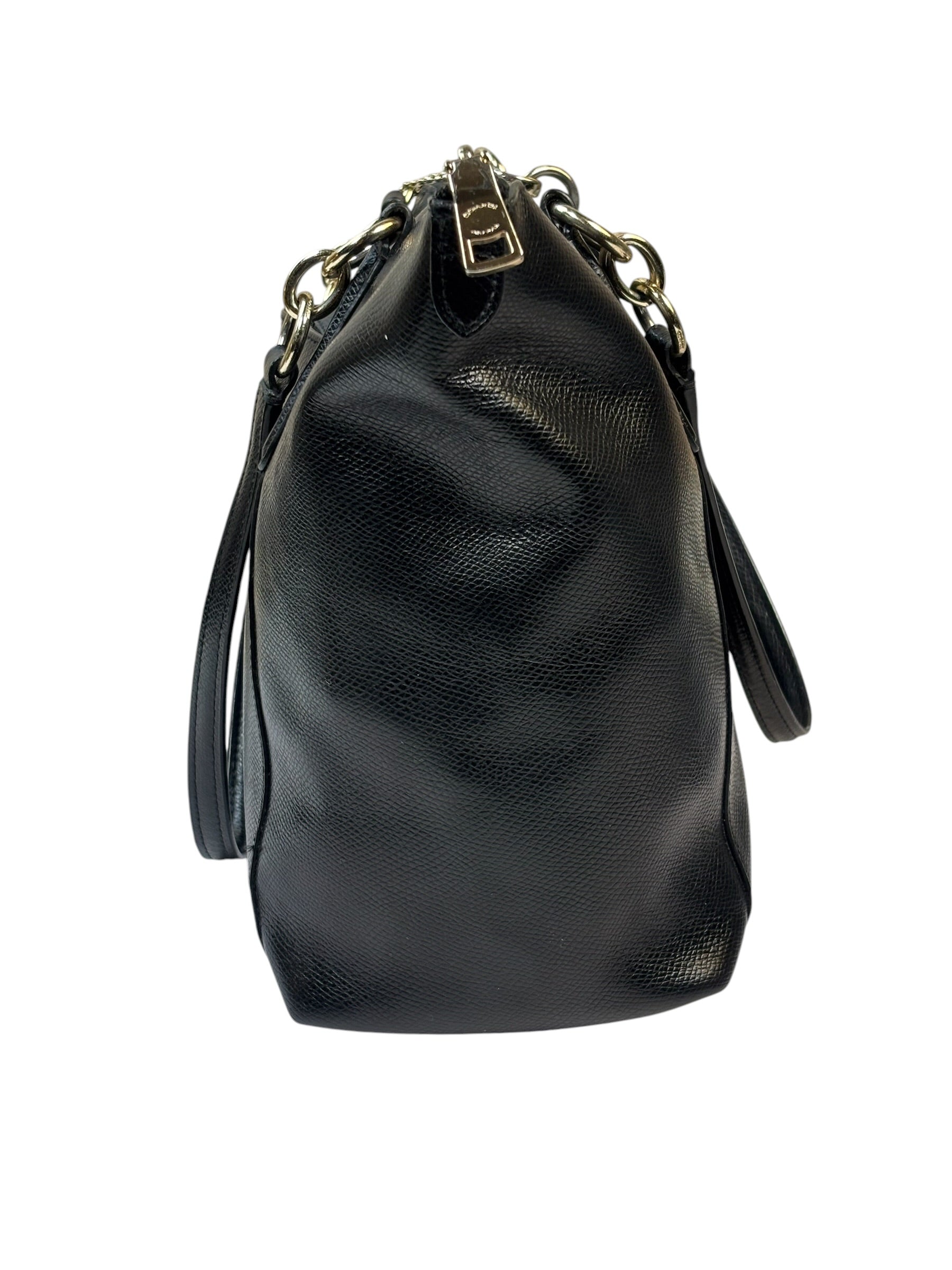 Coach Black Pebbled Leather Ava Zip Tote