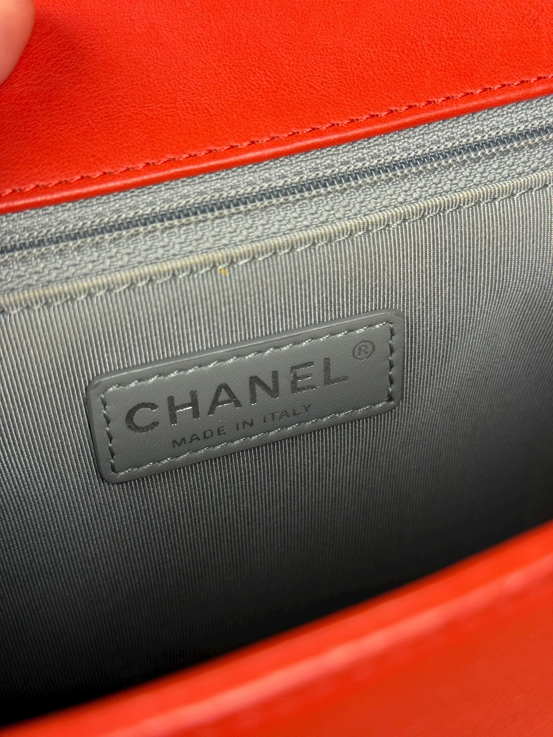 Chanel Quilted Stitch Red Leather Boy Bag 2014