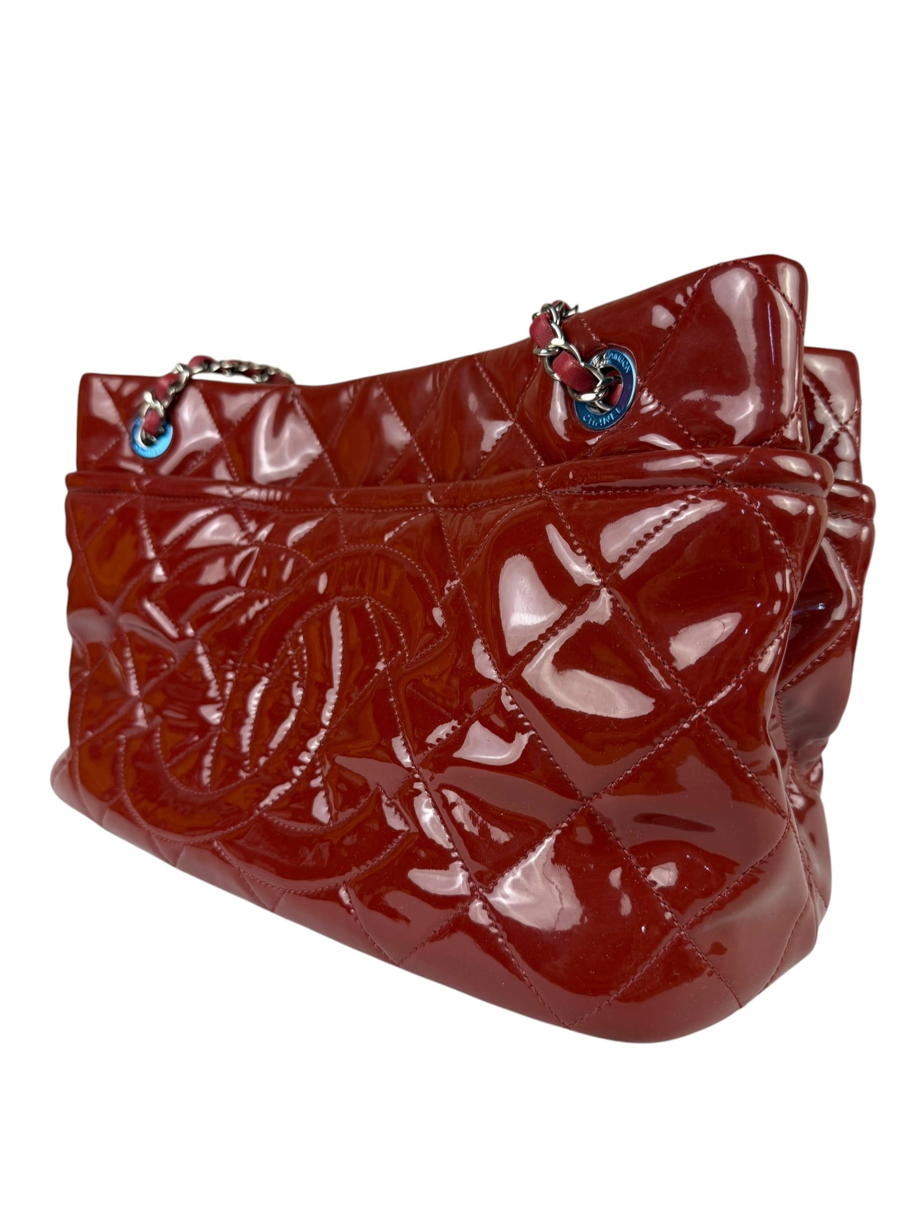 Chanel Patent Red Quilted S Shopper Tote 2013