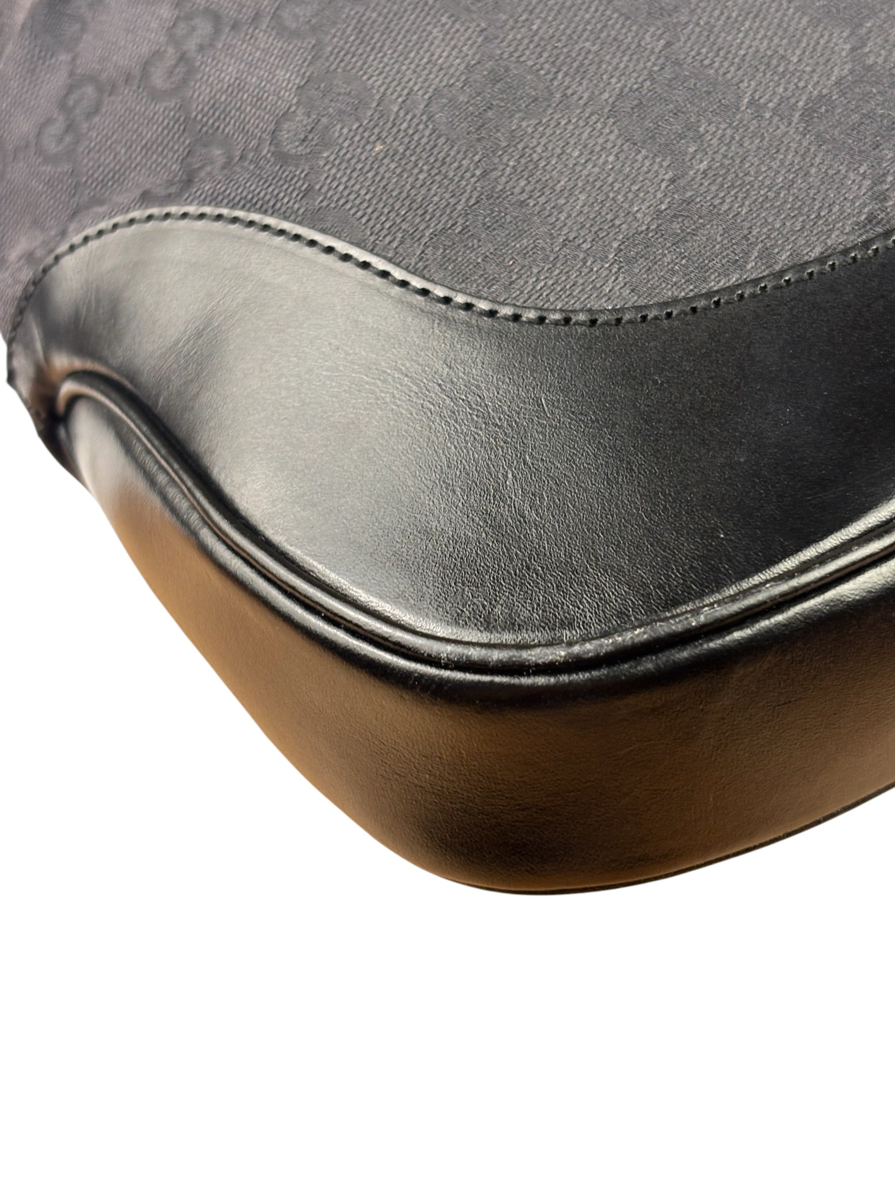 Gucci Black/Grey Leather Trim Jackie Hobo Bag