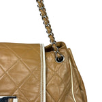 Chanel East/West Accordion Chain Beige Flap Bag 2008