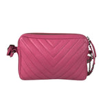 Chanel Pink Chevron Leather Promenade Chain Shoulder Bag 2018