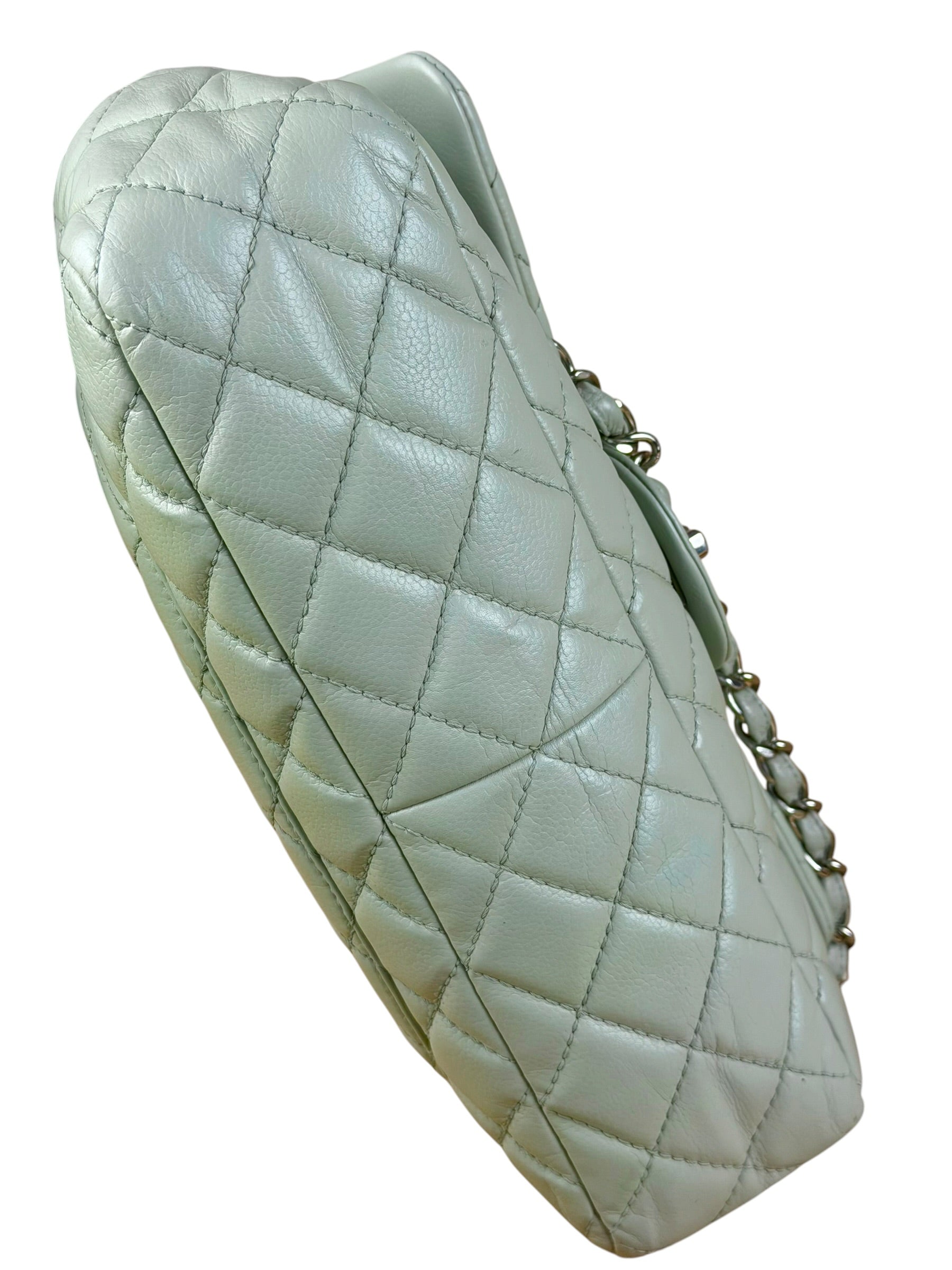Chanel Light Sage Green Medium Classic Flap Shoulder Bag 2008