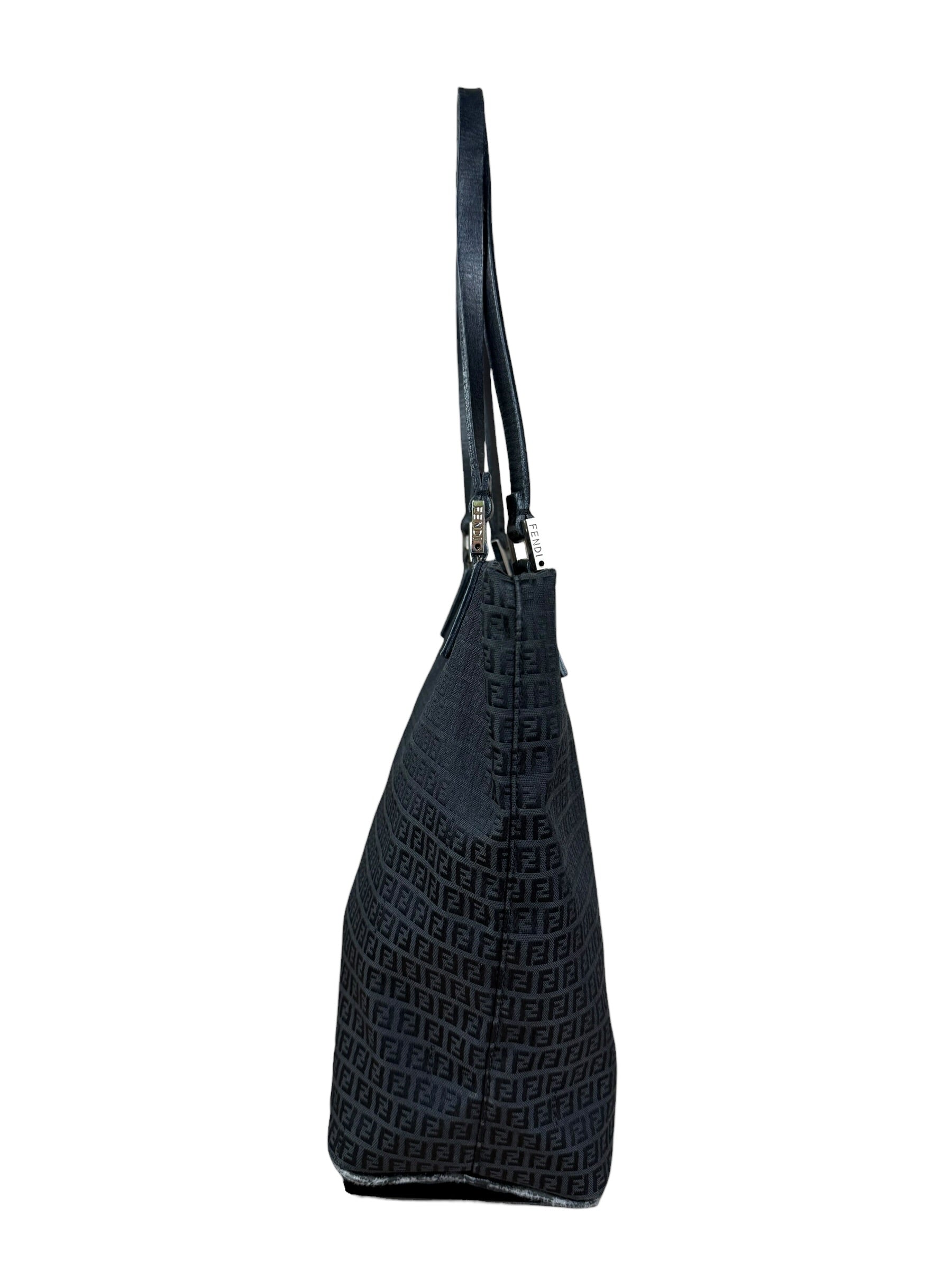 Fendi FF Black Canvas Logo Tote