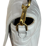 Fendi Large Zucca Embossed Leather Baguette White
