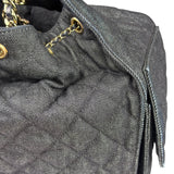 Chanel Navy Quilted Denim/Leather Trim 25 Hobo Bag 2021