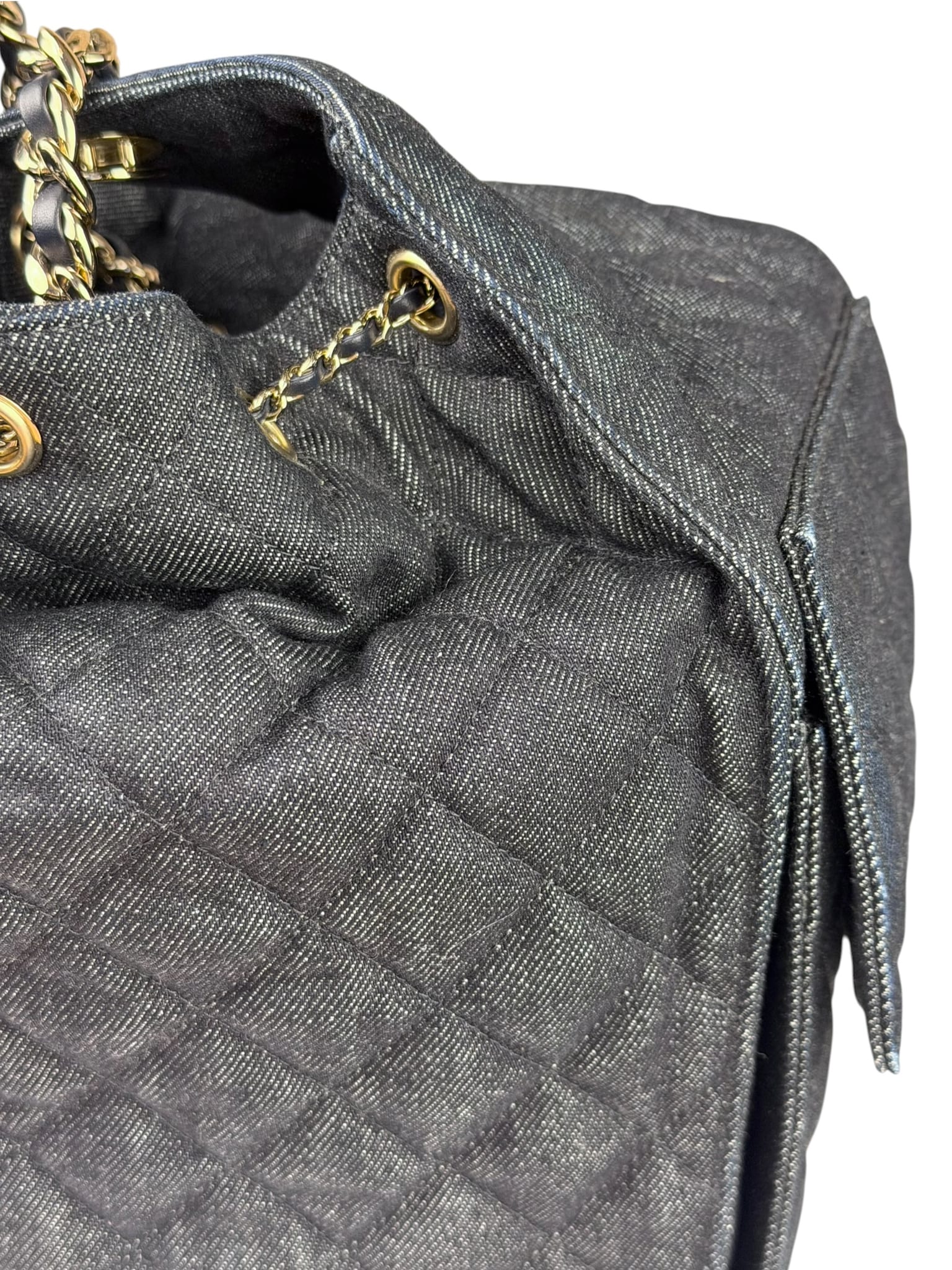 Chanel Navy Quilted Denim/Leather Trim 25 Hobo Bag 2021