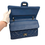 Chanel Blue Patent Quilted Jumbo Classic 2.55 Double Flap Bag 2011