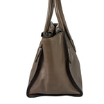 Prada Neutral Taupe Glace Calf Twin Pocket Two-Way Tote
