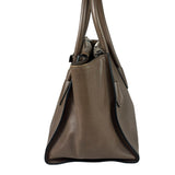 Prada Neutral Taupe Glace Calf Twin Pocket Two-Way Tote