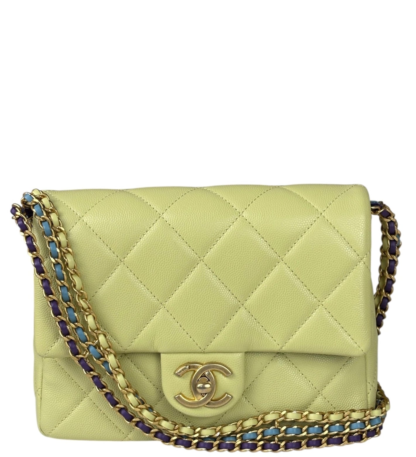 Chanel Yellow Caviar Leather Mini Flap Bag