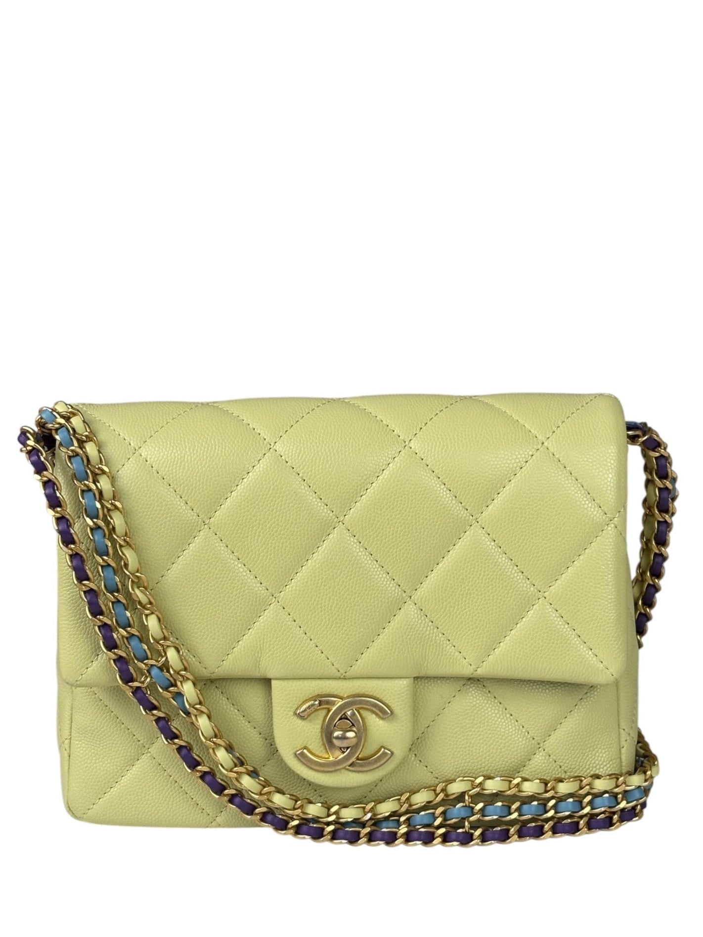 Chanel Yellow Caviar Leather Mini Flap Bag