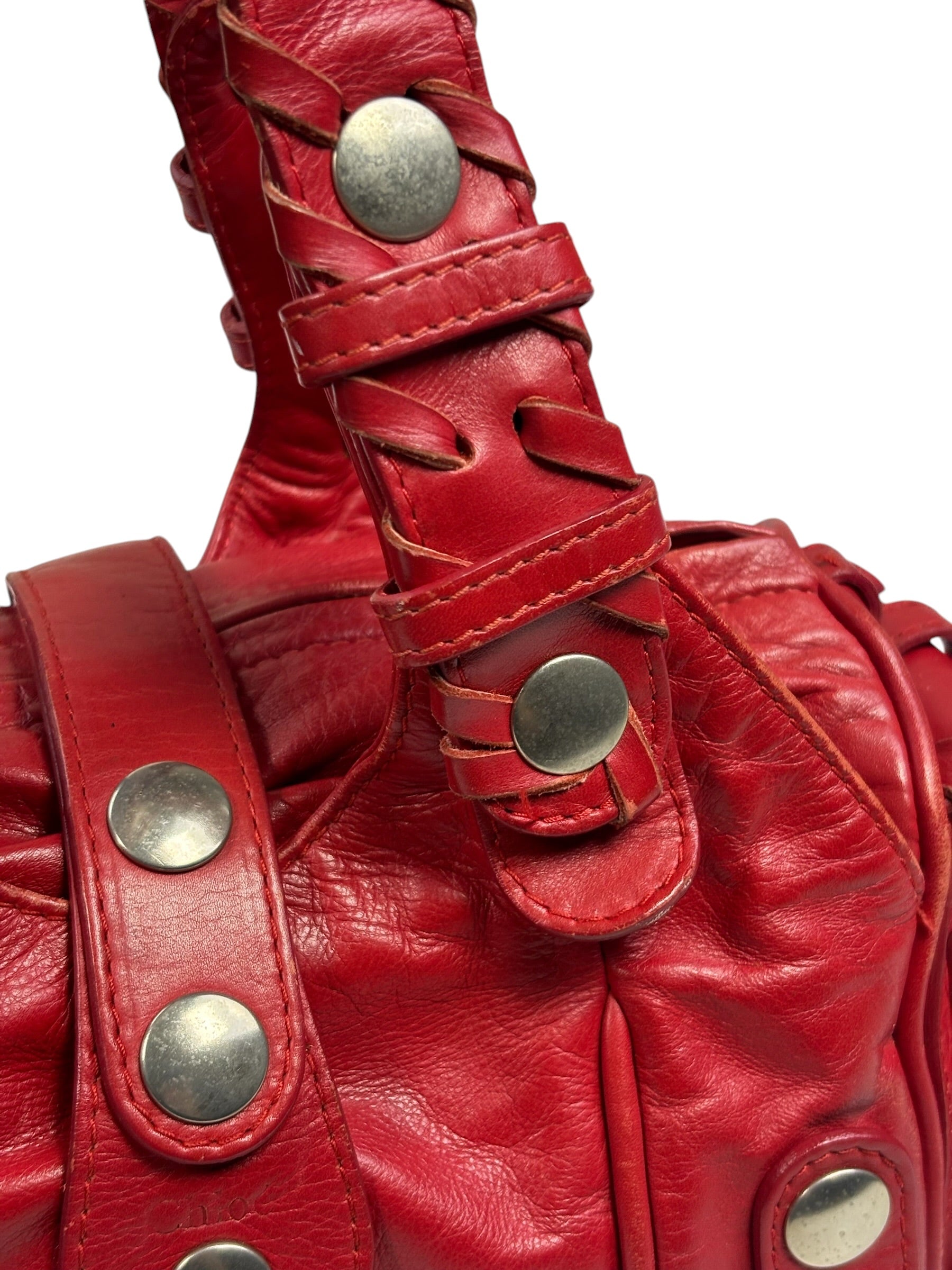 Chloe Red Leather Silverado Shoulder Bag