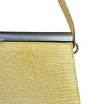 Bottega Veneta Vintage Yellow Lizard Print Clasp Handbag