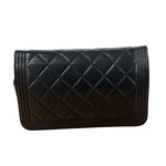 Chanel Black Quilted Lambskin Boy Flap Wallet On Chain 2014