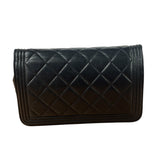 Chanel Black Quilted Lambskin Boy Flap Wallet On Chain 2014