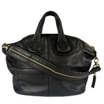 Givenchy Vintage Black Leather Nightinagale Braided Handles Hobo Bag