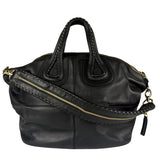 Givenchy Vintage Black Leather Nightinagale Braided Handles Hobo Bag