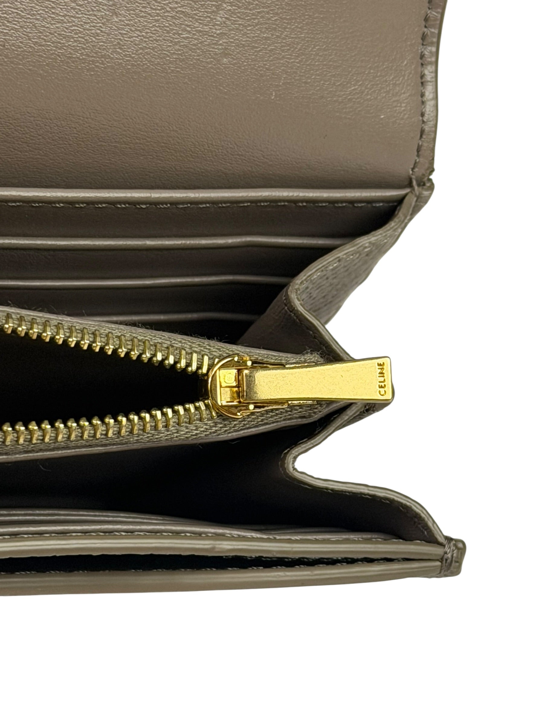 Celine Grey Leather Long Flap Wallet