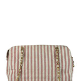 Chanel Vintage Pink/Cream Denim Maxi Stripped Tote 1994
