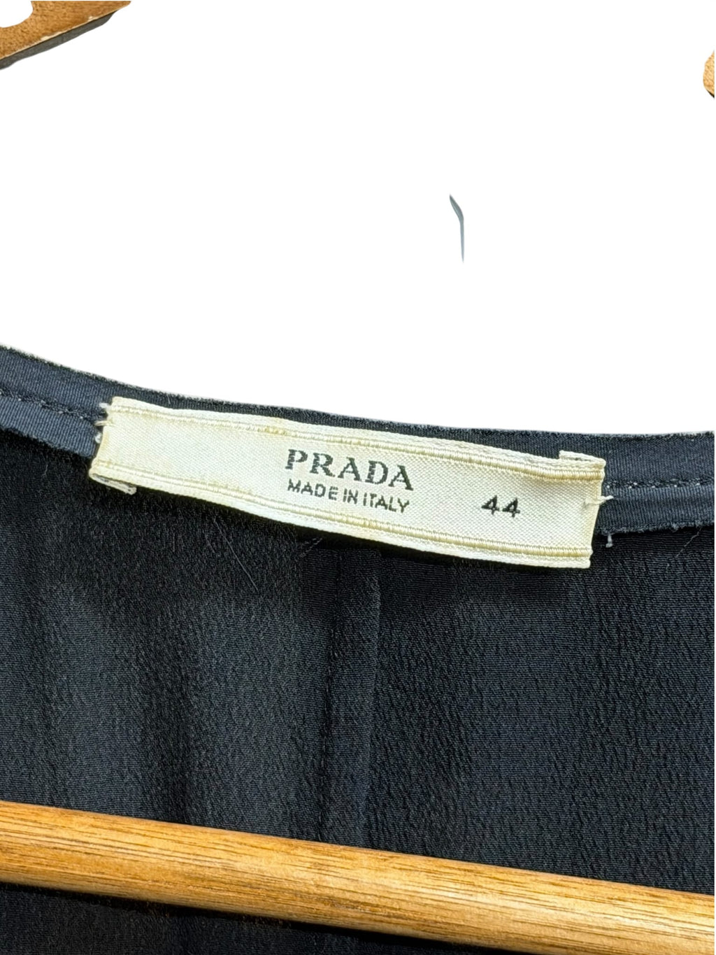 2008 Prada Black Silk Gold Leather Top
