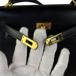 Hermes Black Mini Kelly 20 Box Calf 1991