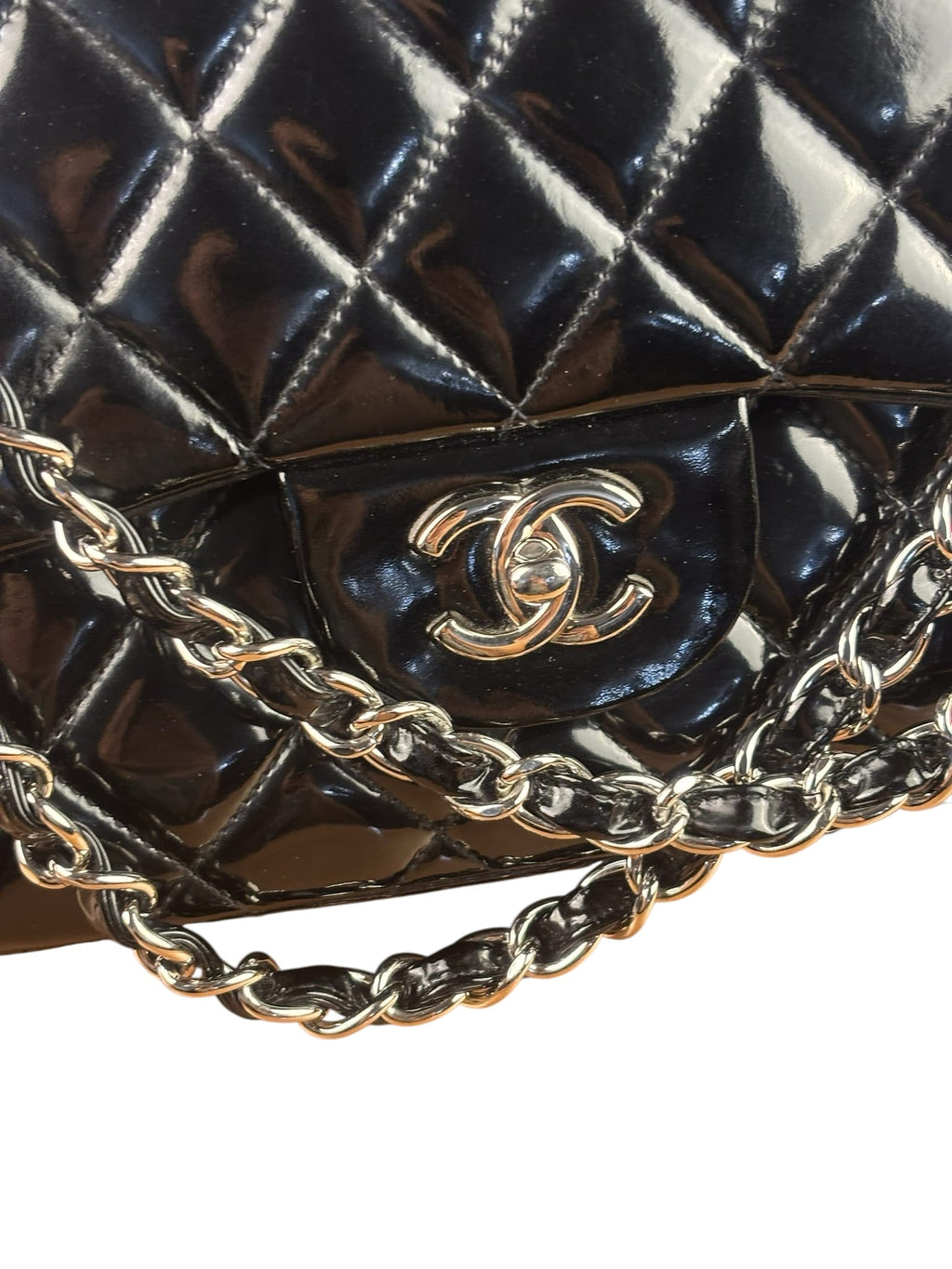 Chanel Black Patent Quilted Large Flap 2009