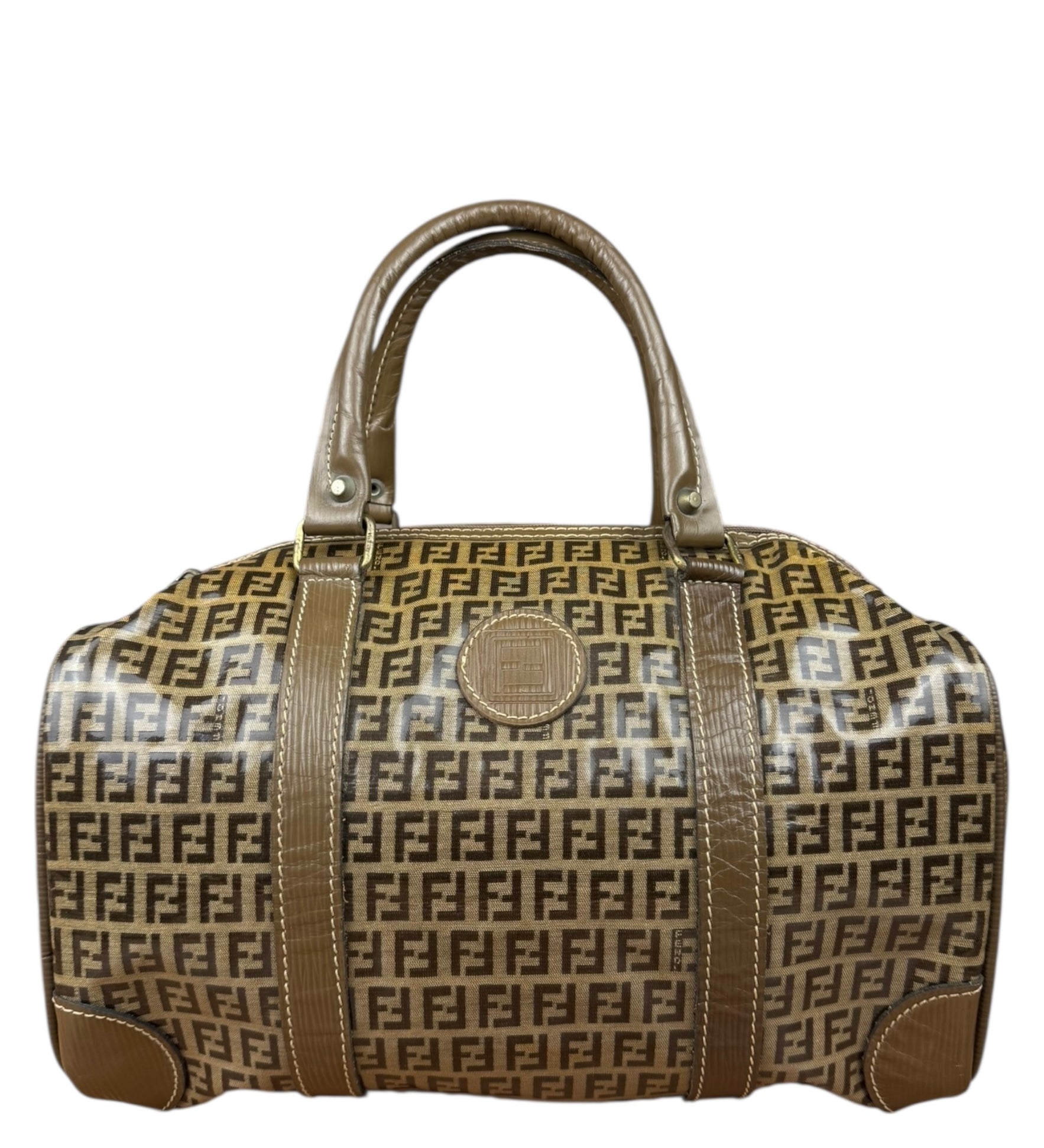 Fendi Vintage Zucchino PVC Boston Bag