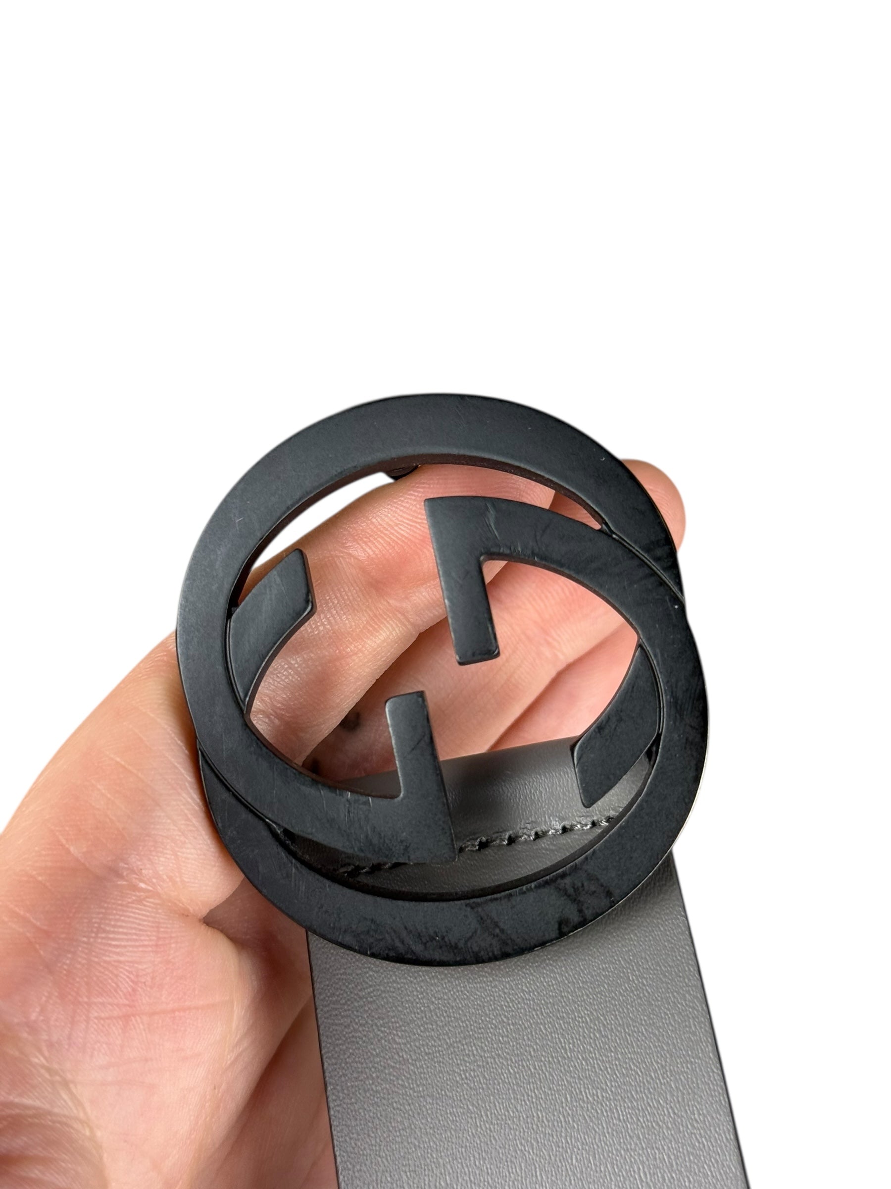 Gucci Grey Belt Black GG