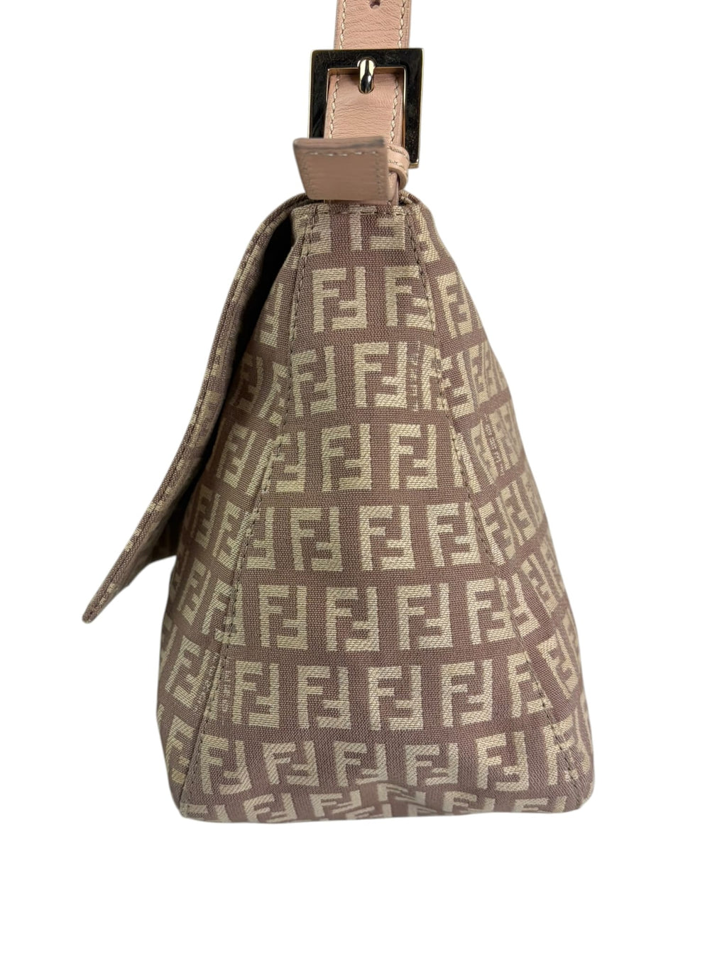 Fendi Peach Leather Trim Zucca Mamma Baguette