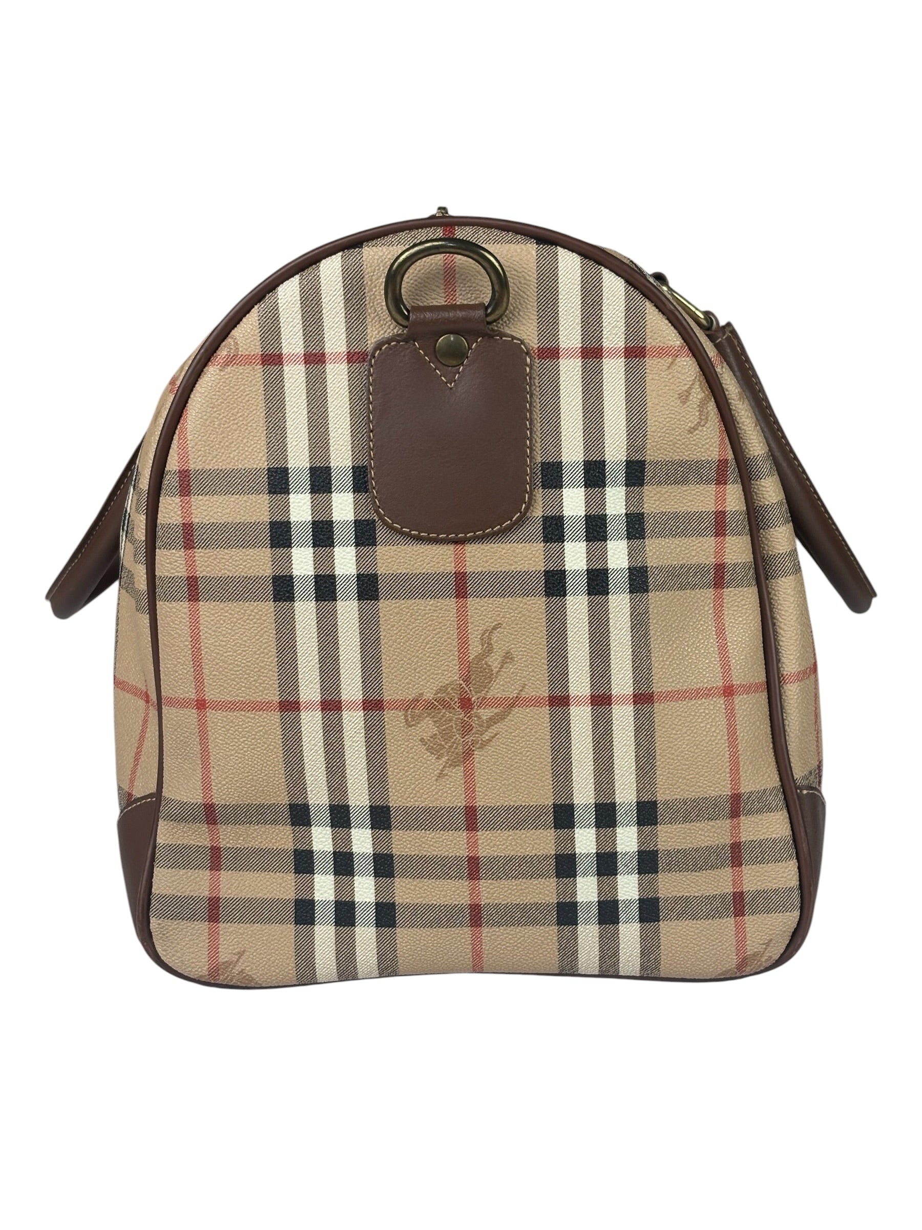 Burberry Beige/Brown Leather House Check Boston Bag