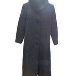 Vintage Black Wool Fox Fur Collared Long Coat