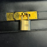 Hermes Kelly 32 Black Box Leather 1991